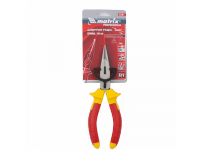 Длинногубцы прямые Insulated, 160мм, двухкомпонентные рукоятки//MATRIX PROFESSIONAL